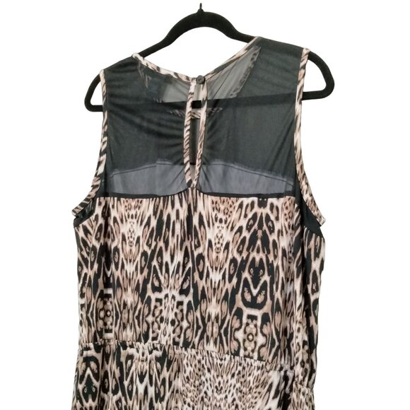 Ashley Stewart Leopard Print High-Low Sleeveless Dress With Sheer Yoke Size 26 - Picture 8 of 9